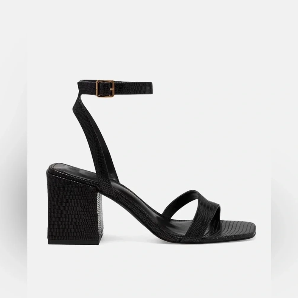 Juliet Holy Womens Square Open Toe Heeled Sandals Buckle Ankle Strap Block Chun - Picture 2 of 8